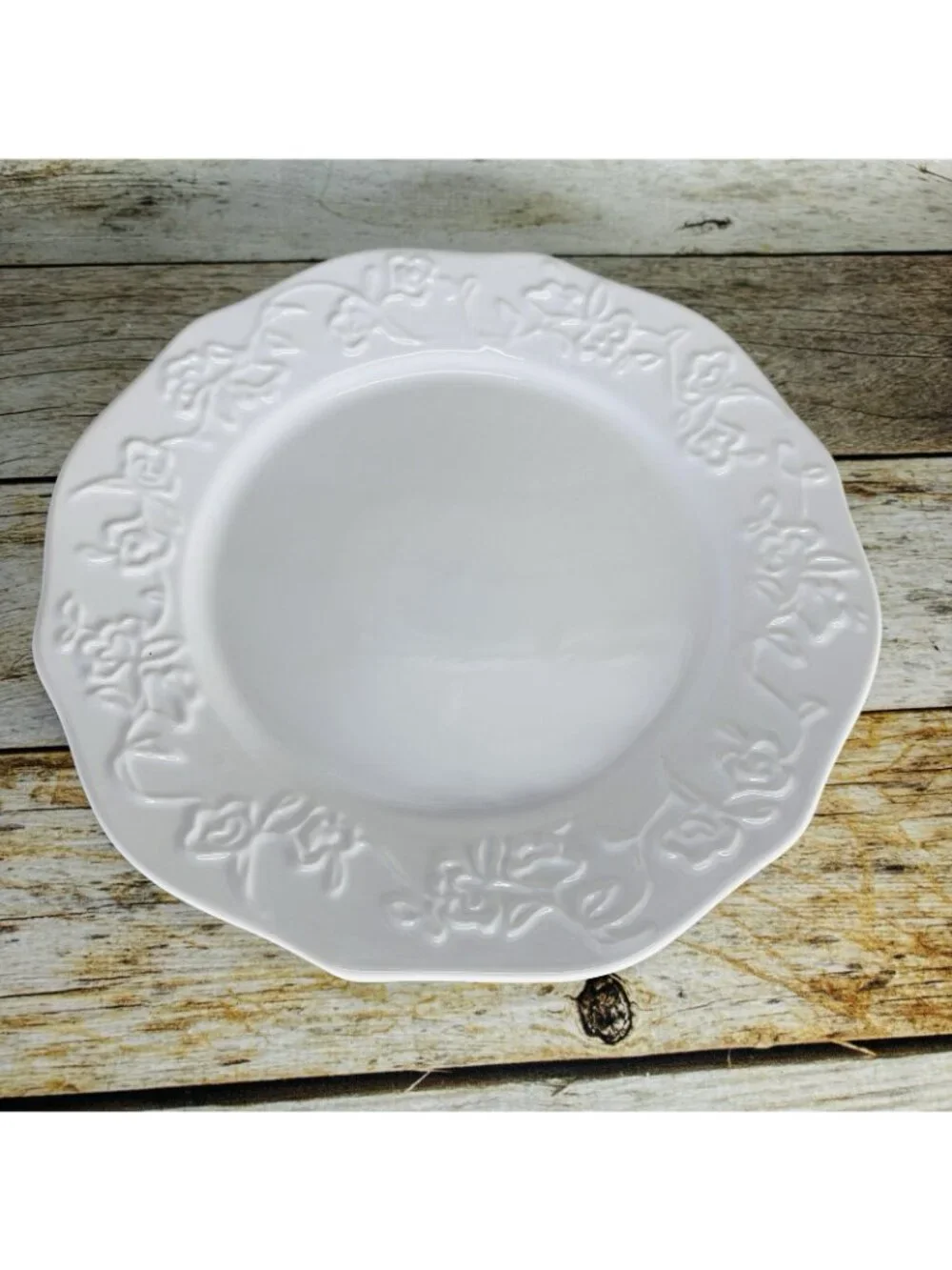 Better Homes And Gardens SUMMERDALE ROSE WHITE Stoneware Dinner Plates Set of 4